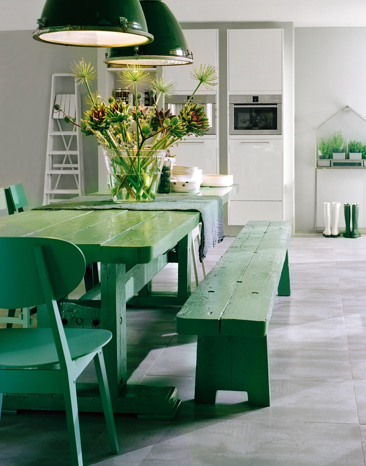 turkusowe meble,zielona ławka,turkusowa ławka,turkusowy stół,zielone wętrze