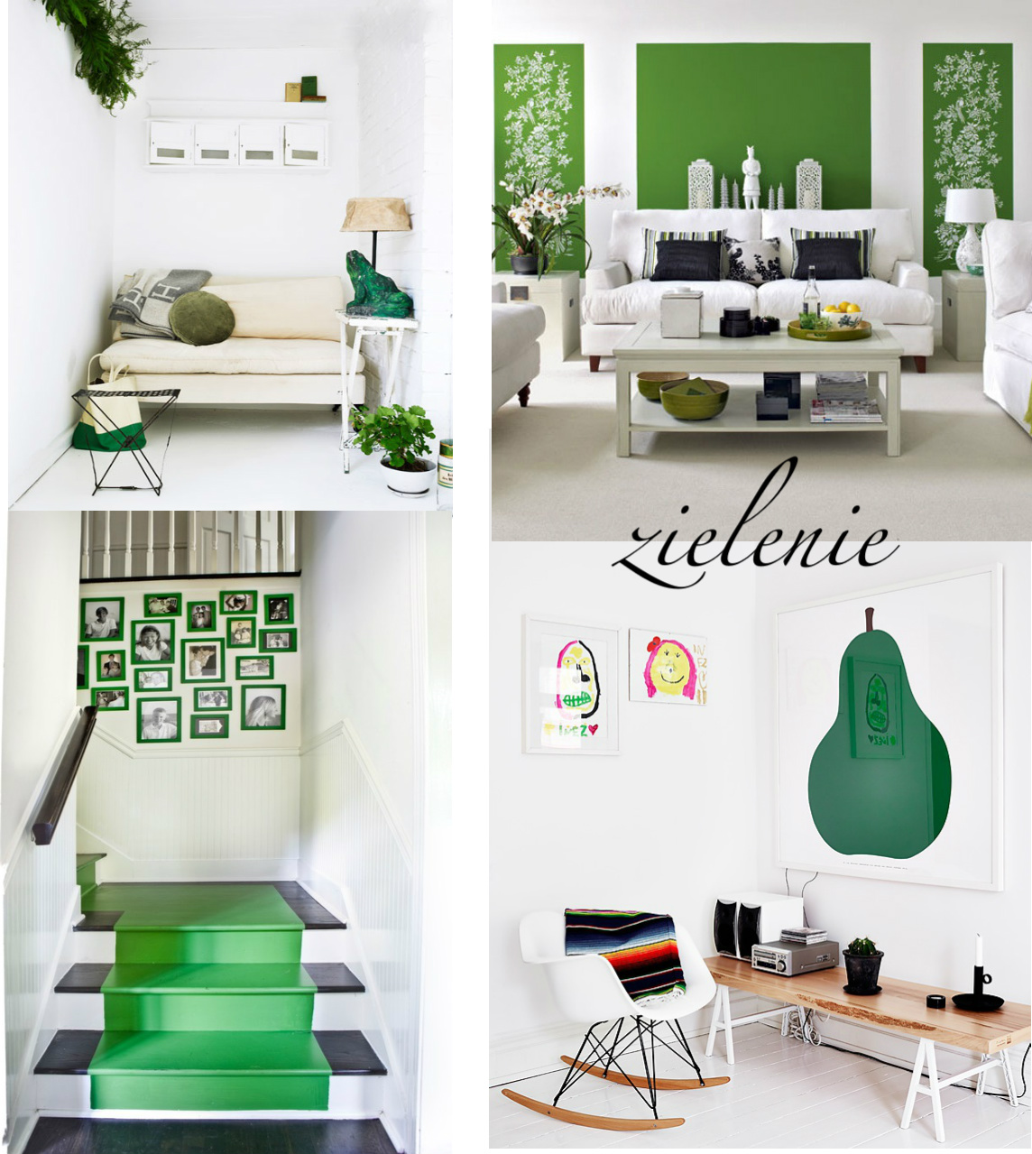 zielone wnętrza,zielone deoracje,zielone ściany