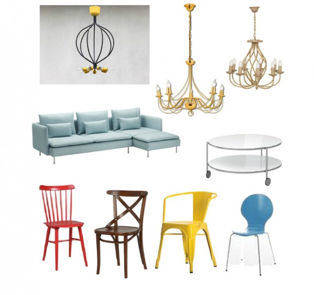 kute żyrandole,żółty metalowy żyrandol,modne żyrandole z metalu,dizajnerskie żółto-czarne żyrandole,niebieska sofa modułowa,czerwone krzesło z drewna,brązowe krzesło z gietego dreena,żółte metalowe krzesło,niebieskie krzesło nowoczesne na metalowych nóżkach,okragły stolik na kółkach,metalowy stolik kawowy z białym blatem i kółkami,meble z ikei,meble  z ikea,metalowe żyrandole na zamówienie