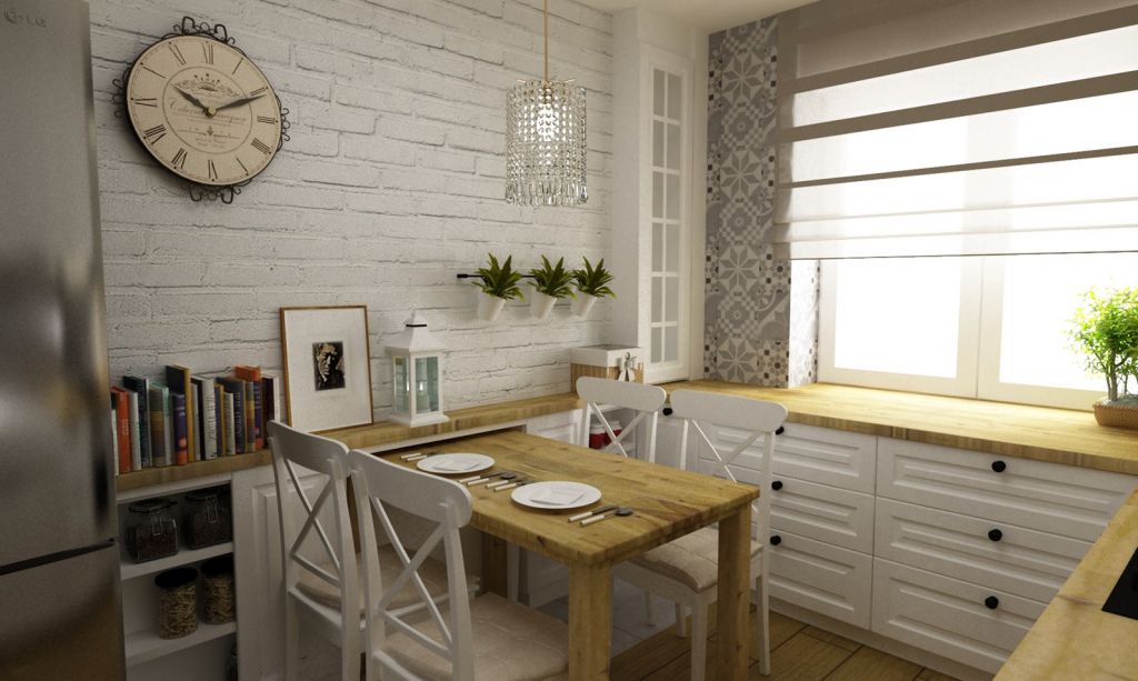 białe cegły w kuchni