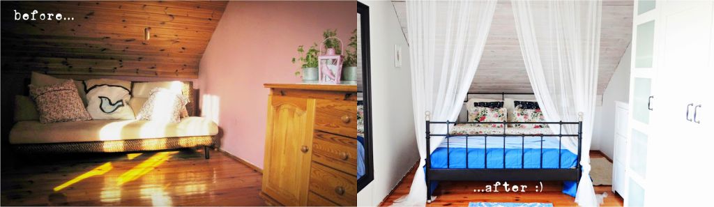 sypialnia na poddaszu before & after