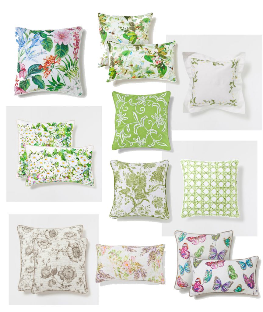 poduszki dekoracyjne w kwiaty,kwiatowe wzory na poduszkach,kolorowe wiosenne kwiaty podszewki,poszewki dekoracyjne we wzory kwiatowe,botaniczne wzory na poduszkach