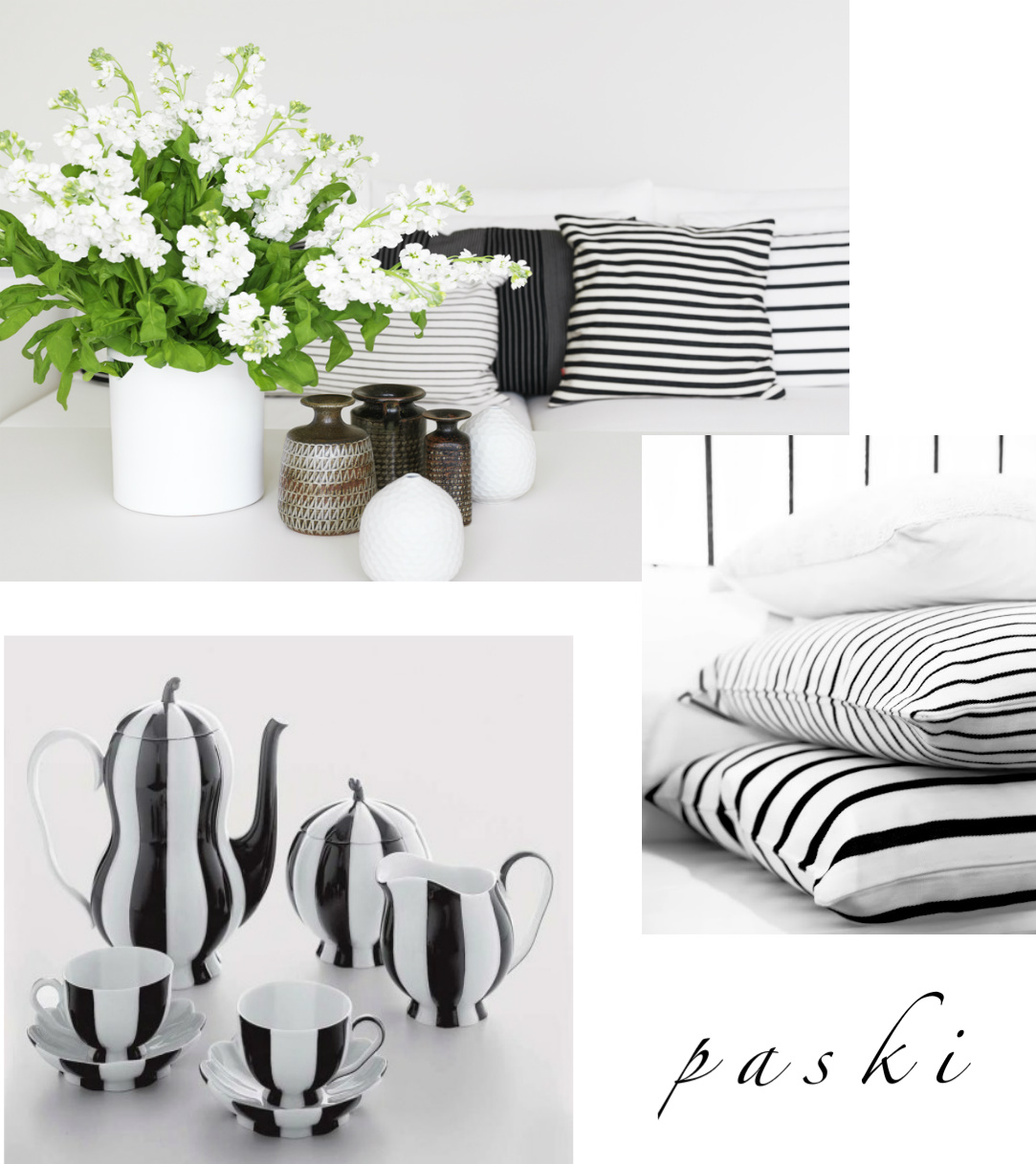 tkaninyw paski czarno-białe,poduszki w paski,dekoracje w paski,dodatki do domu w paski