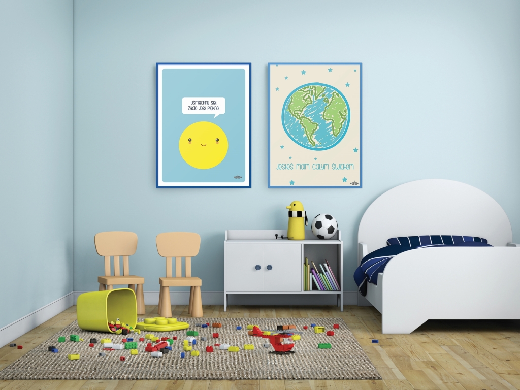 plakaty z typografią w pokoju dziecięcym