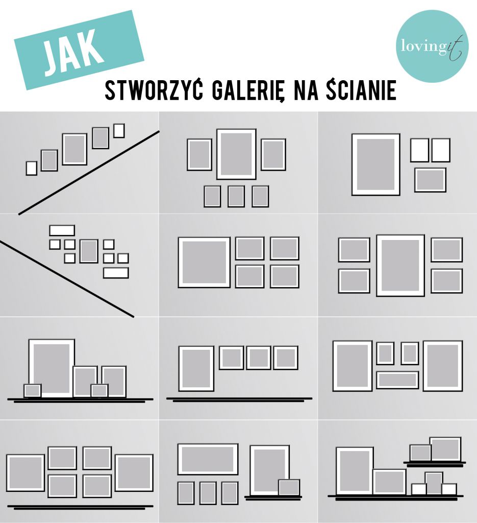 szablony jak wieszac zdjecia na scianie