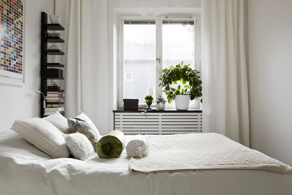 biała sypialnia,małe mieszkanie,47m w stylu skandynawskim,jak urządzic małe mieszkanie