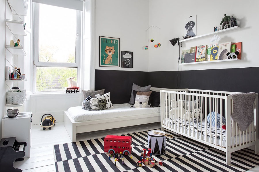 pokój dla dziecka w czerni i bieli