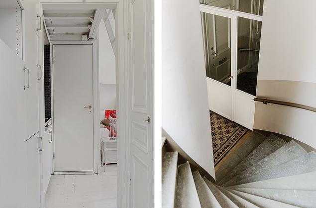wąski korytarz,mały korytarz,spiralne schody,zakrecone schody,stylowe schody
