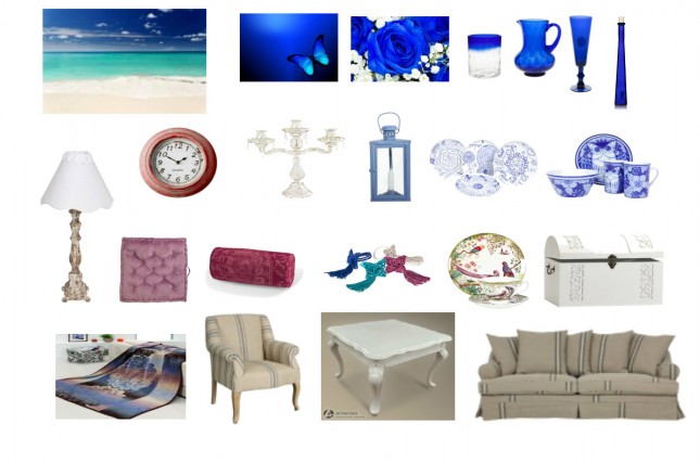 różowy zegar,biały świecznik,różowe siedziska,niebieska latarenka,niebieski lampion,skandynawski lampion,małe mieszkanie,białe meble,stół ze szklanym blatem,biała sofa,tapicerka w pasy,jasne meble,fotel biały w niebieskie paski,niebieskie szkło,butelki niebieskie,kobaltowe szkło,niebieskie talerze,niebieska ceramika,kolory nieba,kolor niebieski w dekoracjach,niebieskie dekoracje i dodatki,biale lampy stołowe,lampy w stylu vintage,shabby chic,styl śródziemnomorski,niebieskie obrazy,fotografie,różowe poduszki,czerwone poduszki,kolorowe wałki na sofy,ozdobne poduszki,biały dywan,biale półki,